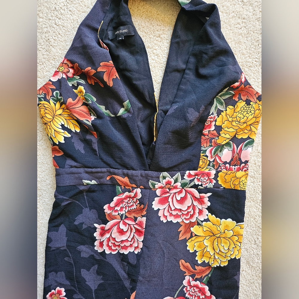 River Island Black Jumpsuit with Pink-Orange Floral Detail
